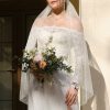 Wedding Veils | Pearl Pearl Trim Edge Single Tier Tulle Bridal Fingertip Length Wedding Veil White – Girls