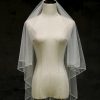 Wedding Veils | Pearl Pencil Edge Two Tier Tulle Bridal Fingertip Length Wedding Veil White – Girls