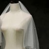 Wedding Veils | Pearl Pencil Edge Two Tier Tulle Bridal Fingertip Length Wedding Veil White – Girls