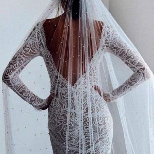 Wedding Veils | Pearl Single Tier Tulle Bridal Waltz Length Wedding Veil Ivory – Girls