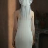 Wedding Veils | Pearl/Bow Cut Edge Single Tier Tulle Bridal Fingertip Length Wedding Veil Ivory – Girls