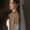 Wedding Veils | Pearl/Bow Cut Edge Single Tier Tulle Bridal Fingertip Length Wedding Veil Ivory – Girls