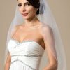 Wedding Veils | Pearl/Rhinestones Beaded Edge Single Tier Tulle Bridal Elbow Length Wedding Veil Ivory – Girls