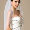 Wedding Veils | Pearl/Rhinestones Beaded Edge Single Tier Tulle Bridal Elbow Length Wedding Veil Ivory – Girls