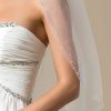 Wedding Veils | Pearl/Rhinestones Beaded Edge Single Tier Tulle Bridal Elbow Length Wedding Veil Ivory – Girls