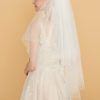 Wedding Veils | Pearl/Sequin Beaded Edge Two Tier Tulle Bridal Fingertip Length Wedding Veil With Blusher Ivory – Girls