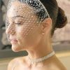 Wedding Veils | Rhinestones Cut Edge Single Tier Tulle Bridal Birdcage Wedding Veil White – Girls