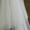 Wedding Veils | Rhinestones Cut Edge Two Tier Tulle Bridal Cathedral Length Wedding Veil With Blusher Ivory – Girls