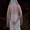 Wedding Veils | Rhinestones Pearl Trim Edge Single Tier Tulle Bridal Fingertip Length Wedding Veil White – Girls