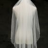 Wedding Veils | Rhinestones Pearl Trim Edge Single Tier Tulle Bridal Fingertip Length Wedding Veil White – Girls