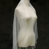 Wedding Veils | Rhinestones Pearl Trim Edge Single Tier Tulle Bridal Fingertip Length Wedding Veil White – Girls