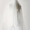 Wedding Veils | Satin Flower/Floral Cut Edge Single Tier Tulle Bridal Cathedral Length Wedding Veil White – Girls