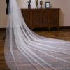 Wedding Veils | Sequin Cut Edge Single Tier Tulle Bridal Cathedral Length Wedding Veil White – Girls