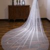 Wedding Veils | Sequin Cut Edge Single Tier Tulle Bridal Cathedral Length Wedding Veil White – Girls