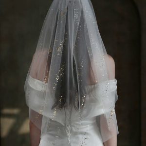 Wedding Veils | Sequin Cut Edge Single Tier Tulle Bridal Elbow Length Wedding Veil Ivory – Girls