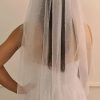 Wedding Veils | Sequin Cut Edge Single Tier Tulle Bridal Waltz Length Wedding Veil White – Girls