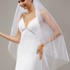 Wedding Veils | Sequin Cut Edge Single Tier Tulle Bridal Waltz Length Wedding Veil White – Girls