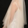 Wedding Veils | Sequin Cut Edge Two Tier Tulle Glitter Fingertip Length Wedding Veil With Blusher Champagne – Girls