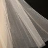 Wedding Veils | Sequin Cut Edge Two Tier Tulle Glitter Fingertip Length Wedding Veil With Blusher Champagne – Girls