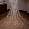 Wedding Veils | Sequin/Lace Cut Edge Single Tier Tulle Bridal Cathedral Length Wedding Veil Gold – Girls