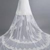 Wedding Veils | Sequin/Lace Lace Edge Two Tier Tulle Bridal Cathedral Length Wedding Veil With Blusher White – Girls