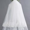 Wedding Veils | Sequin/Lace Lace Edge Two Tier Tulle Bridal Cathedral Length Wedding Veil With Blusher White – Girls