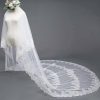 Wedding Veils | Sequin/Lace Lace Edge Two Tier Tulle Bridal Cathedral Length Wedding Veil With Blusher White – Girls