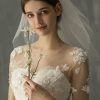 Wedding Veils | Simple Beaded Edge Two Tier Tulle Bridal Shoulder Length Wedding Veil Ivory – Girls