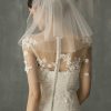 Wedding Veils | Simple Beaded Edge Two Tier Tulle Bridal Shoulder Length Wedding Veil Ivory – Girls