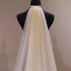 Wedding Veils | Simple Cut Edge Single Tier Tulle Bridal Cathedral Length Wedding Veil Champagne – Girls