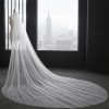 Wedding Veils | Simple Cut Edge Single Tier Tulle Bridal Cathedral Length Wedding Veil Ivory – Girls