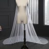 Wedding Veils | Simple Cut Edge Single Tier Tulle Bridal Cathedral Length Wedding Veil Ivory – Girls