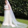 Wedding Veils | Simple Cut Edge Single Tier Tulle Bridal Cathedral Length Wedding Veil Ivory – Girls