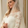 Wedding Veils | Simple Cut Edge Single Tier Tulle Bridal Cathedral Length Wedding Veil Ivory – Girls