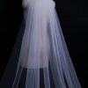 Wedding Veils | Simple Cut Edge Single Tier Tulle Bridal Cathedral Length Wedding Veil Ivory – Girls