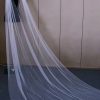 Wedding Veils | Simple Cut Edge Single Tier Tulle Bridal Cathedral Length Wedding Veil Ivory – Girls