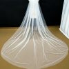 Wedding Veils | Simple Cut Edge Single Tier Tulle Bridal Cathedral Length Wedding Veil Ivory – Girls