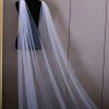 Wedding Veils | Simple Cut Edge Single Tier Tulle Bridal Cathedral Length Wedding Veil Ivory – Girls