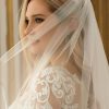 Wedding Veils | Simple Cut Edge Single Tier Tulle Bridal Cathedral Length Wedding Veil Ivory – Girls