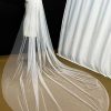 Wedding Veils | Simple Cut Edge Single Tier Tulle Bridal Cathedral Length Wedding Veil Ivory – Girls