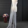 Wedding Veils | Simple Cut Edge Single Tier Tulle Bridal Chapel Length Wedding Veil Ivory – Girls