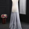 Wedding Veils | Simple Cut Edge Single Tier Tulle Bridal Chapel Length Wedding Veil Ivory – Girls