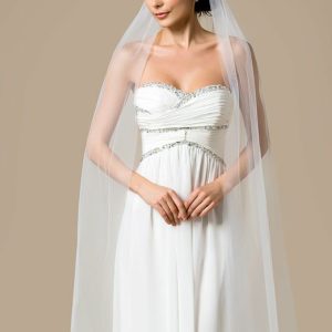 Wedding Veils | Simple Cut Edge Single Tier Tulle Bridal Waltz Length Wedding Veil Ivory – Girls