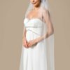 Wedding Veils | Simple Cut Edge Single Tier Tulle Bridal Waltz Length Wedding Veil Ivory – Girls