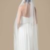 Wedding Veils | Simple Cut Edge Single Tier Tulle Bridal Waltz Length Wedding Veil Ivory – Girls