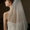 Wedding Veils | Simple Cut Edge Single Tier Tulle/Sequin Bridal Elbow Length Wedding Veil Ivory – Girls