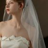 Wedding Veils | Simple Cut Edge Single Tier Tulle/Sequin Bridal Elbow Length Wedding Veil Ivory – Girls