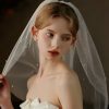 Wedding Veils | Simple Cut Edge Single Tier Tulle/Sequin Bridal Elbow Length Wedding Veil Ivory – Girls