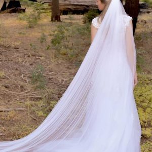 Wedding Veils | Simple Cut Edge Two Tier Tulle Bridal Cathedral Length Wedding Veil White – Girls