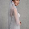 Wedding Veils | Simple Cut Edge Two Tier Tulle Bridal Cathedral Length Wedding Veil White – Girls